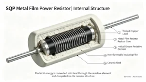 SQP metal film power resistor internal structure