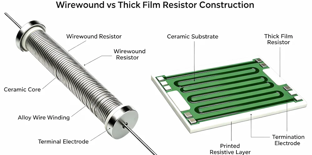Wirewound vs thick film resistors